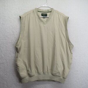 Eddie Bauer Golf Vest Mens Size‎ Large Beige V Neck Windbreaker Pockets